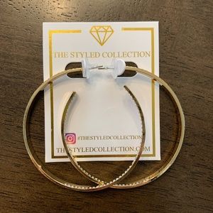 Gold diamond hoop earrings Demi-Fine NWT